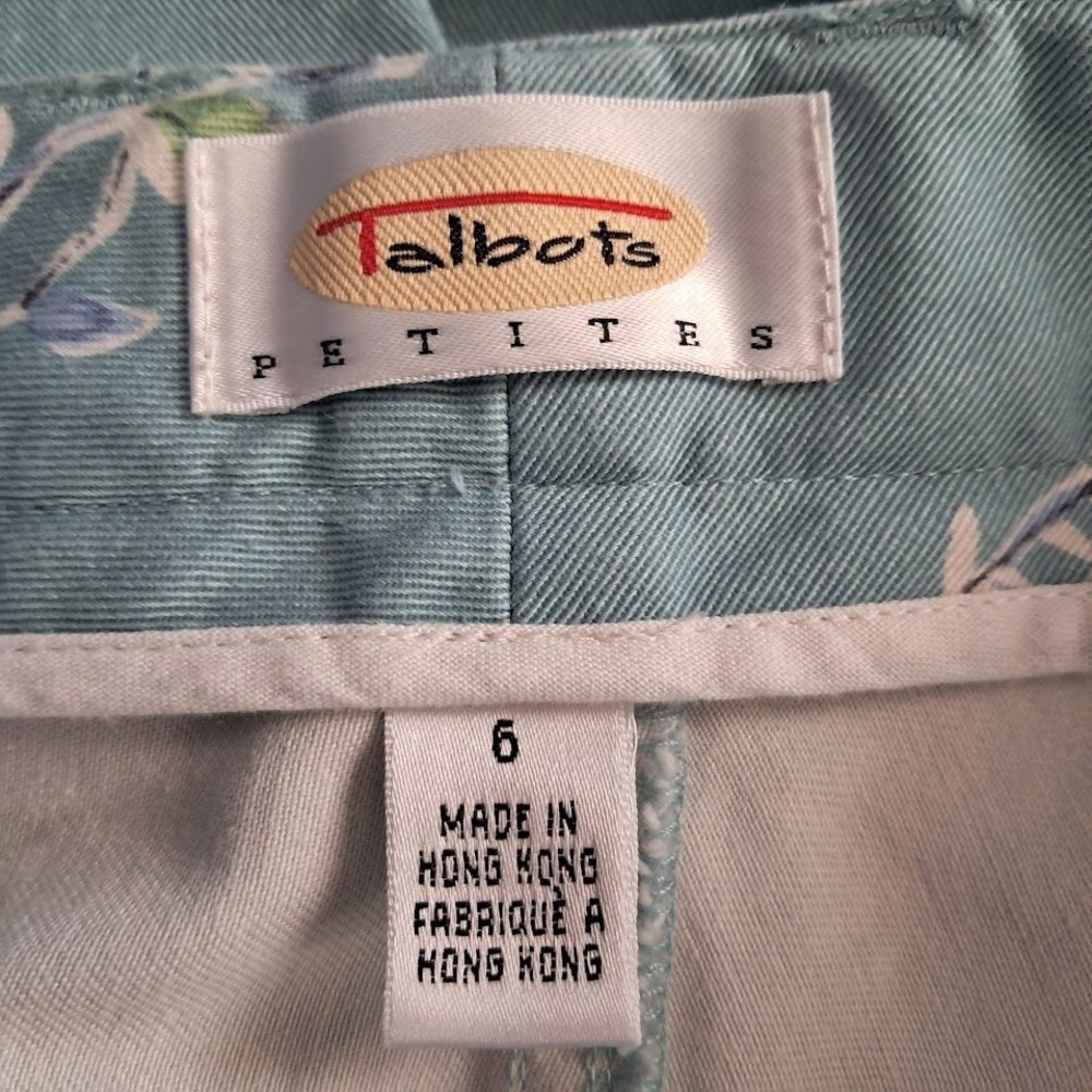 TALBOTS Petites 6P Floral Print Teal Women's Mom Jeans 100%‎ Cotton Straight Leg - Picture 7 of 7